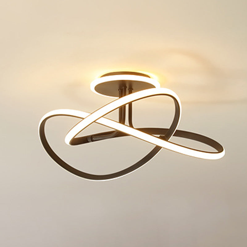 Plafonnier LED en gel de silice de style concis et moderne, montage semi-encastré linéaire en aluminium pour chambre à coucher