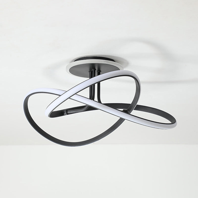 Plafonnier LED en gel de silice de style concis et moderne, montage semi-encastré linéaire en aluminium pour chambre à coucher