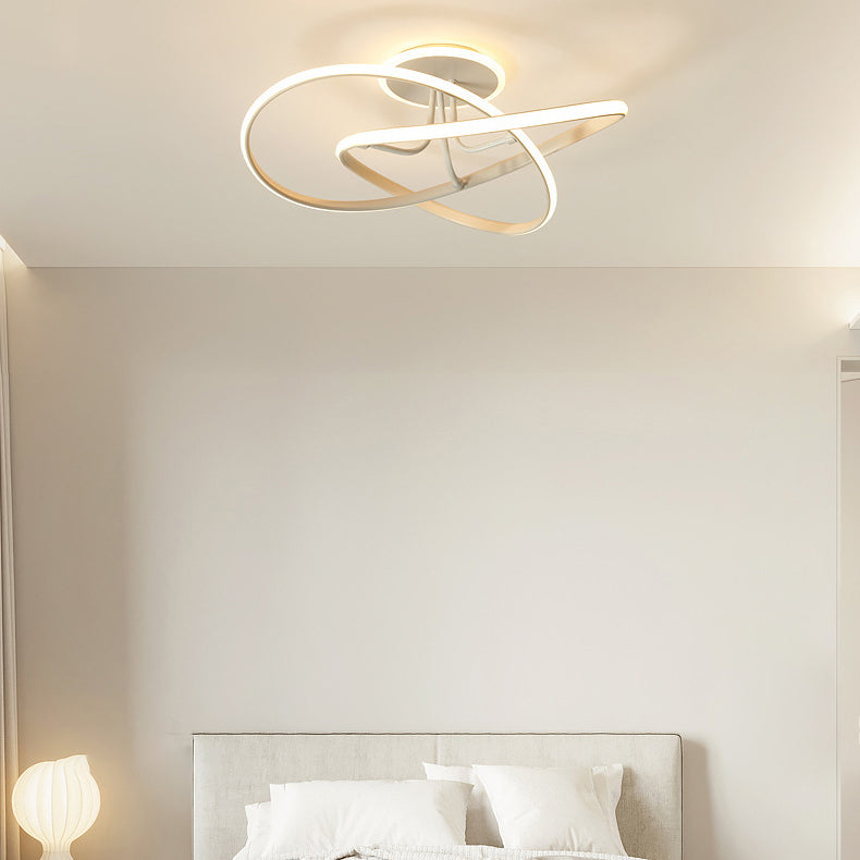 Plafonnier LED en gel de silice de style concis et moderne, montage semi-encastré linéaire en aluminium pour chambre à coucher