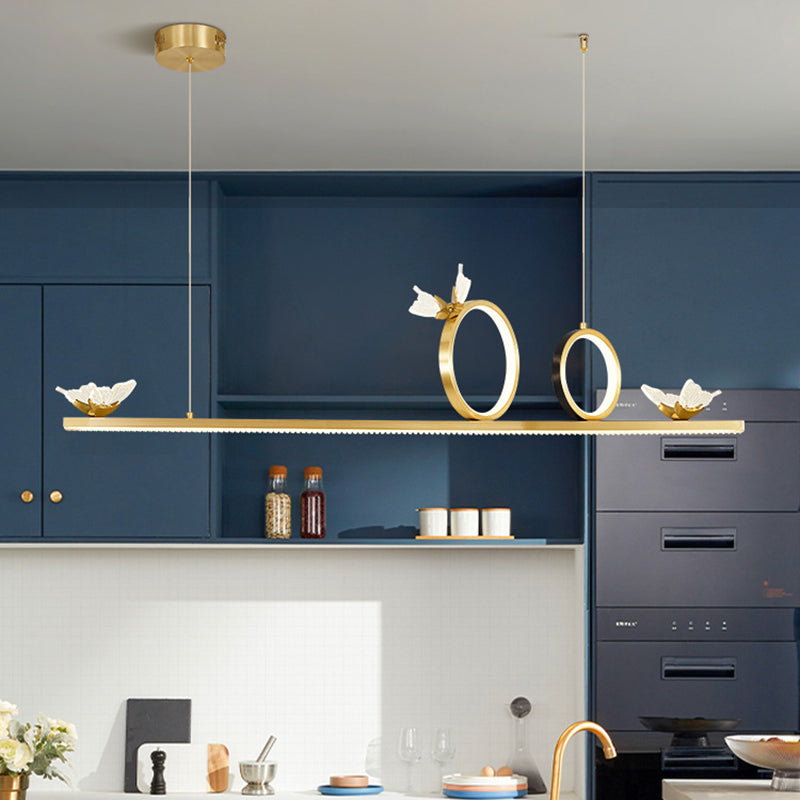 Luce dell'isola geometrica moderna lampadario a sospensione Metal 6 Luci dell'isola luminosa in oro