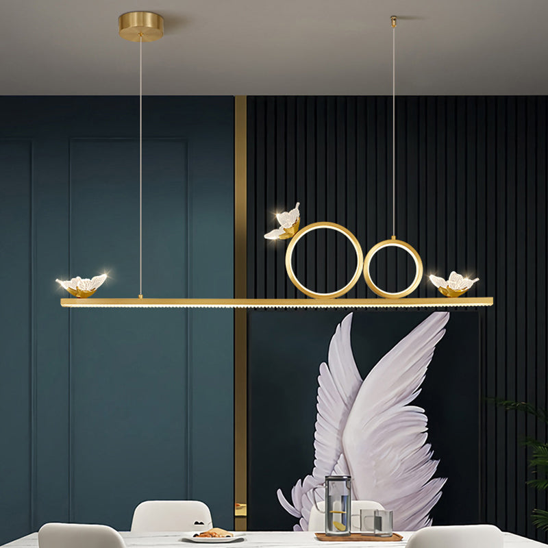 Luce dell'isola geometrica moderna lampadario a sospensione Metal 6 Luci dell'isola luminosa in oro