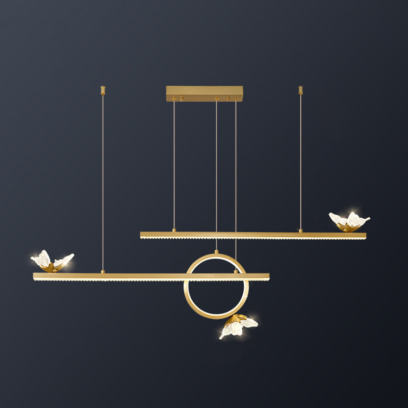 Luce dell'isola geometrica moderna lampadario a sospensione Metal 6 Luci dell'isola luminosa in oro