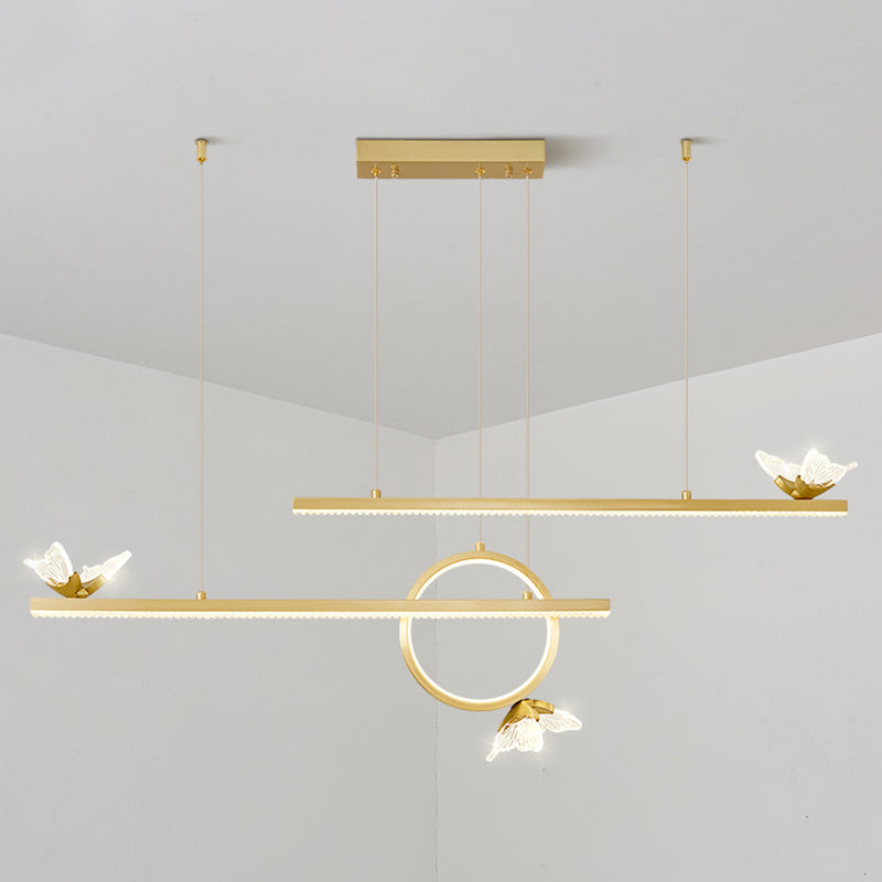 Luce dell'isola geometrica moderna lampadario a sospensione Metal 6 Luci dell'isola luminosa in oro