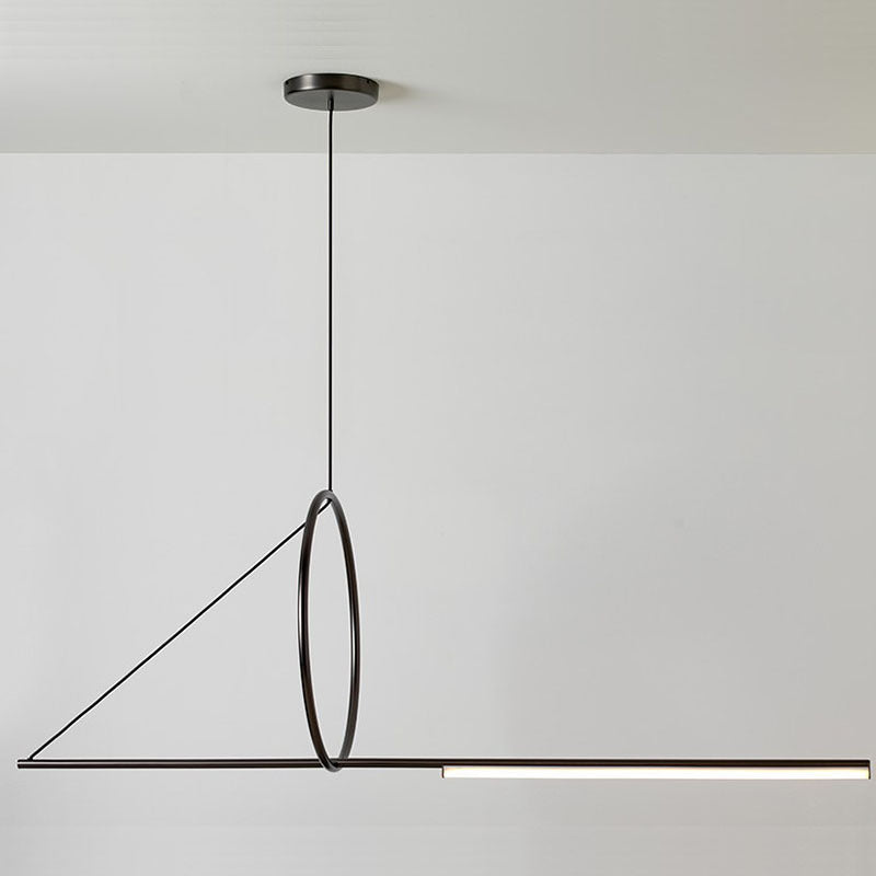 Geometric Island Lighting Fixtures Modern Chandelier Metal 1 Light Island Lamps in Black