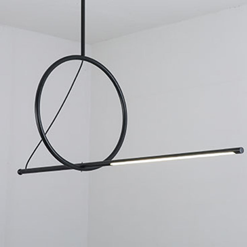 Geometric Island Lighting Fixtures Modern Chandelier Metal 1 Light Island Lamps in Black