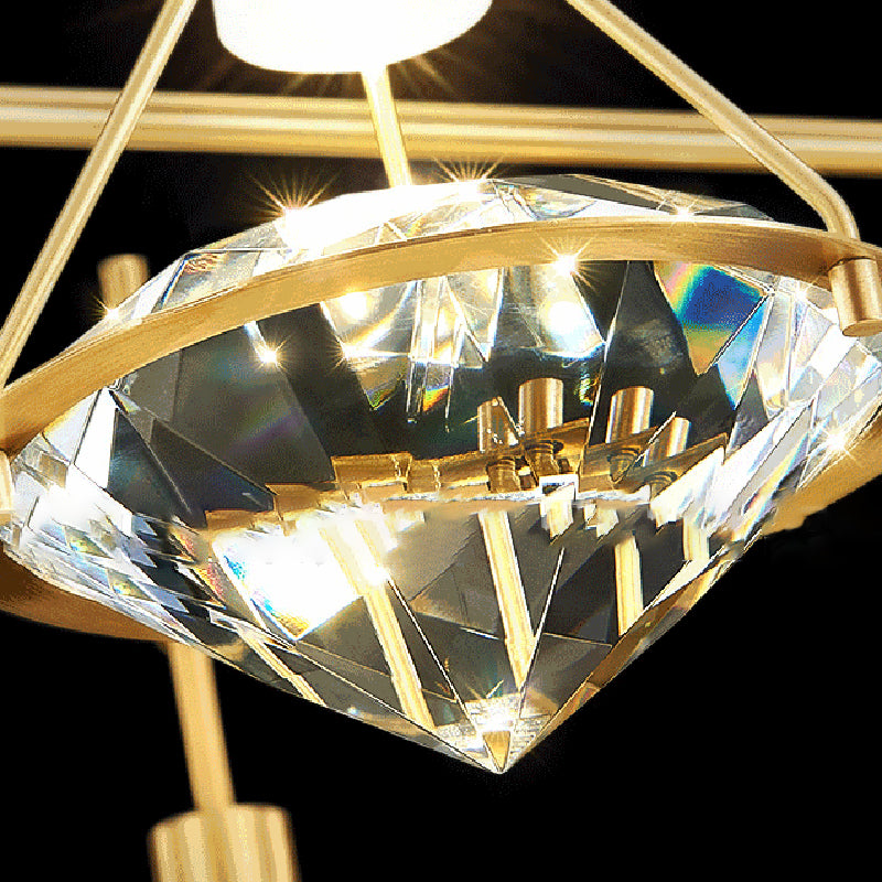 5 Light Cone Island Light Fixture Modern Pendant Lighting Crystal Island Lights in Gold