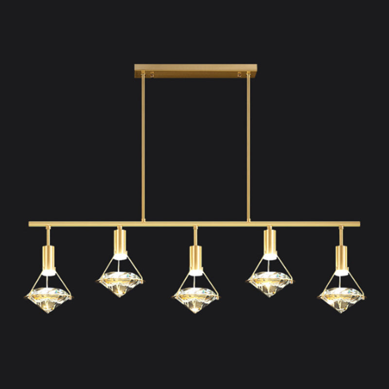 5 Light Cone Island Light Fixture Modern Pendant Lighting Crystal Island Lights in Gold