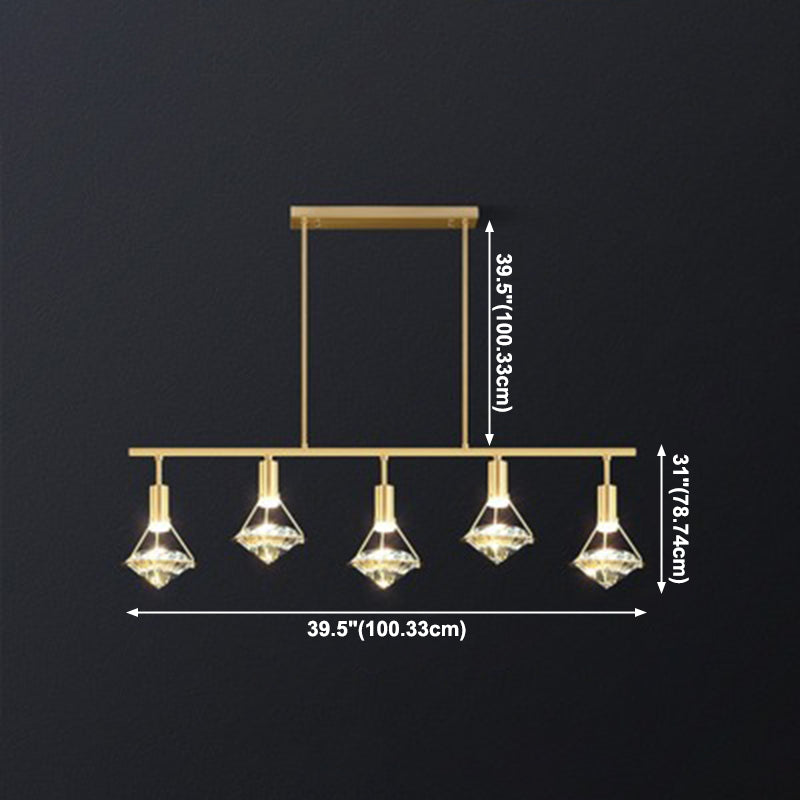 5 Light Cone Island Light Fixture Modern Pendant Lighting Crystal Island Lights in Gold