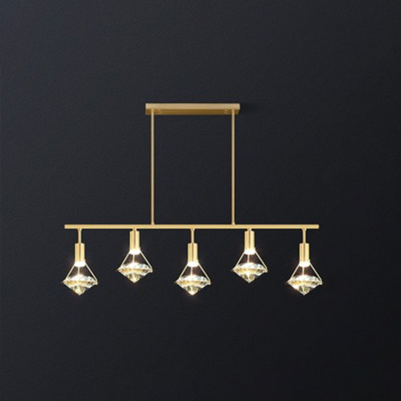 5 Light Cone Island Light Fixture Modern Pendant Lighting Crystal Island Lights in Gold