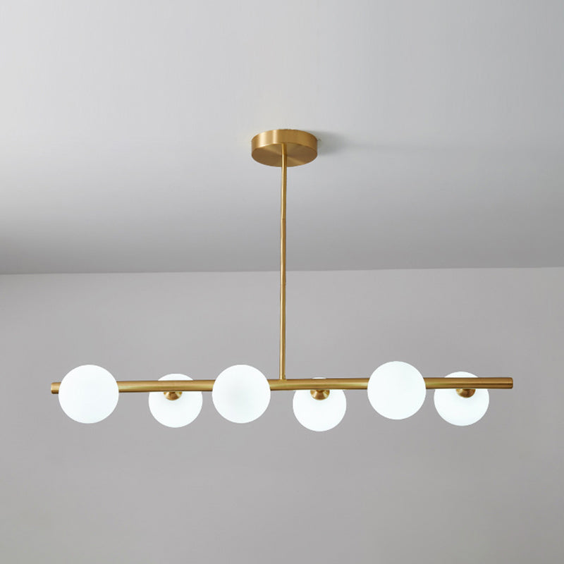 Glass Brass Island Light in Modern Creative Style Copper Globe Pendant Light for Dining Room