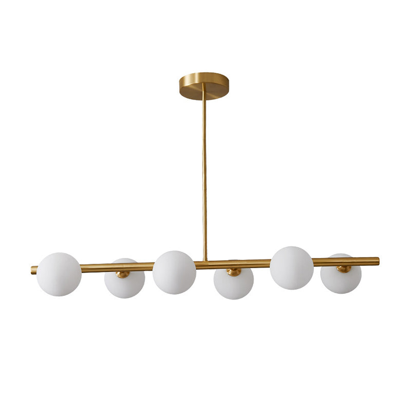 Glass Brass Island Light in Modern Creative Style Copper Globe Pendant Light for Dining Room