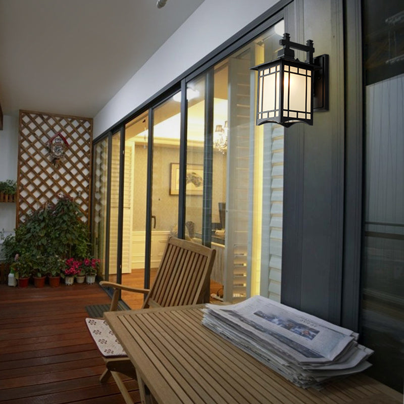 Squared Glass Wall Mount Lamp 1-Light Vintage Wall Lighting Fixture for Balcony