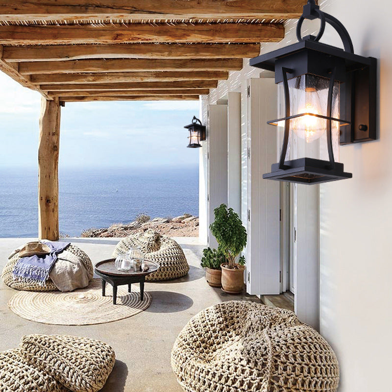 Black Industrial Sconce Light Fixtures Wrought Iron Wall Lamp Sconce for Garden