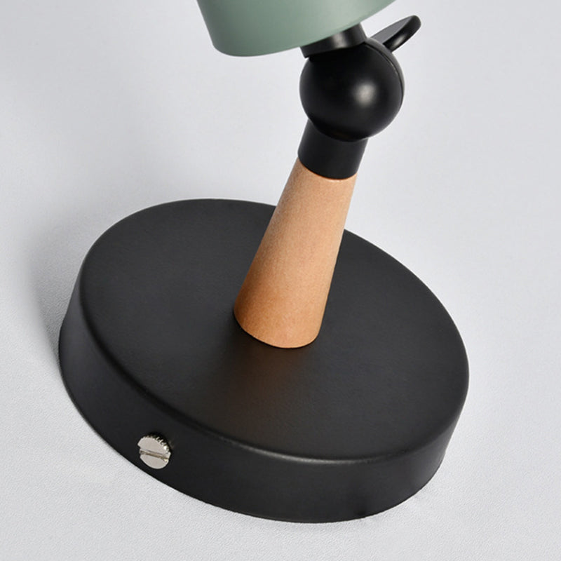 Modern Nordic Single Wall Lamp Wooden Dome Macaron Wall Light with Wrought Iron Shade