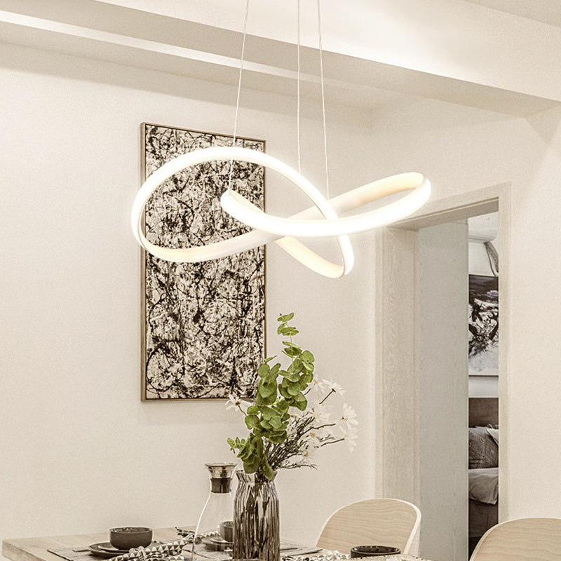 Acrylic Linear LED Hanging Lamp in Modern Simplicity Metal Pendant Light for Dining Room