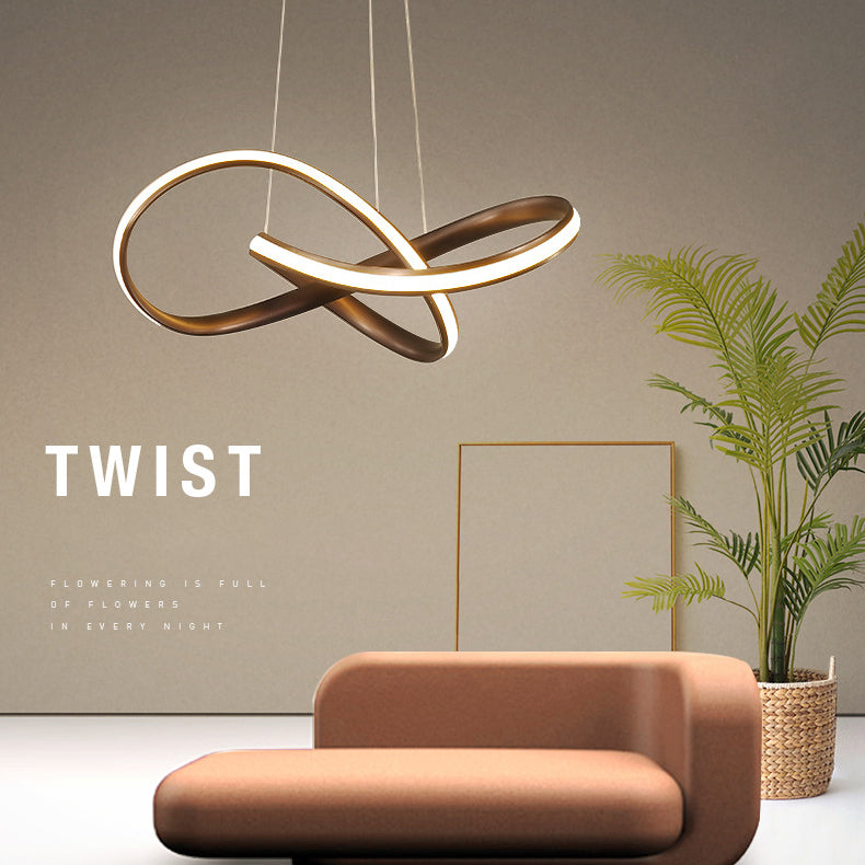 Acrylic Linear LED Hanging Lamp in Modern Simplicity Metal Pendant Light for Dining Room