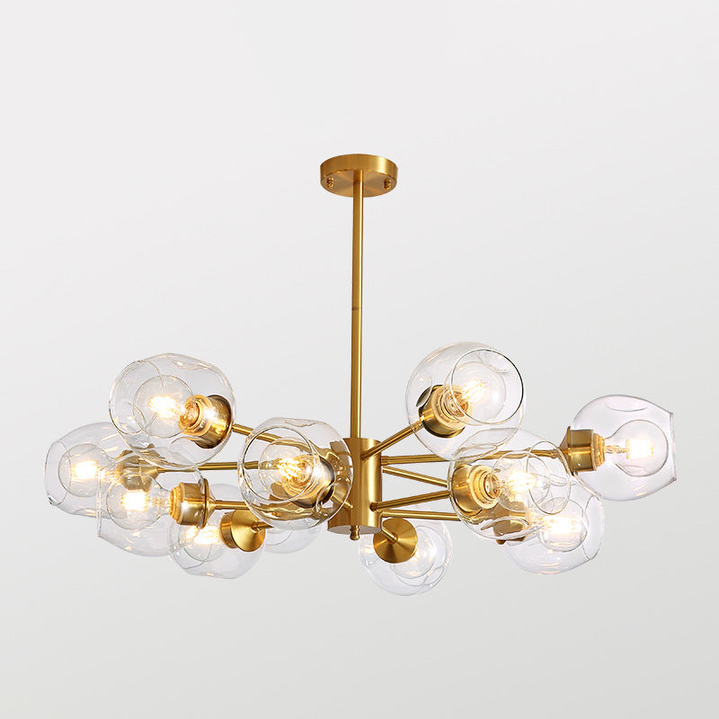 Luz de colgante de oro de vidrio en la lámpara de lámpara de cobre de estilo de lujo moderno para espacios interiores