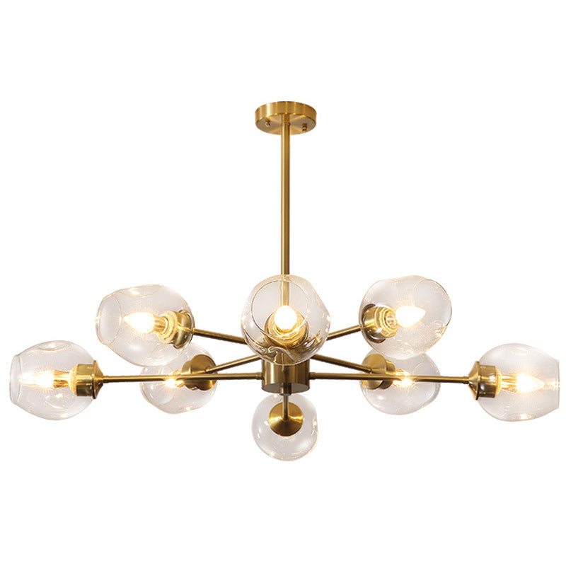 Luz de colgante de oro de vidrio en la lámpara de lámpara de cobre de estilo de lujo moderno para espacios interiores