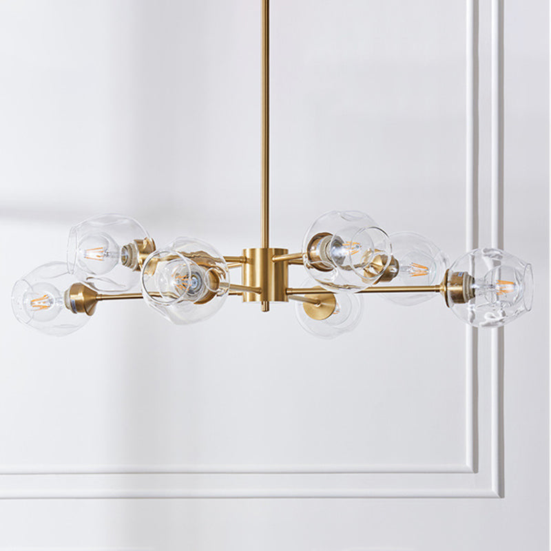 Luz de colgante de oro de vidrio en la lámpara de lámpara de cobre de estilo de lujo moderno para espacios interiores