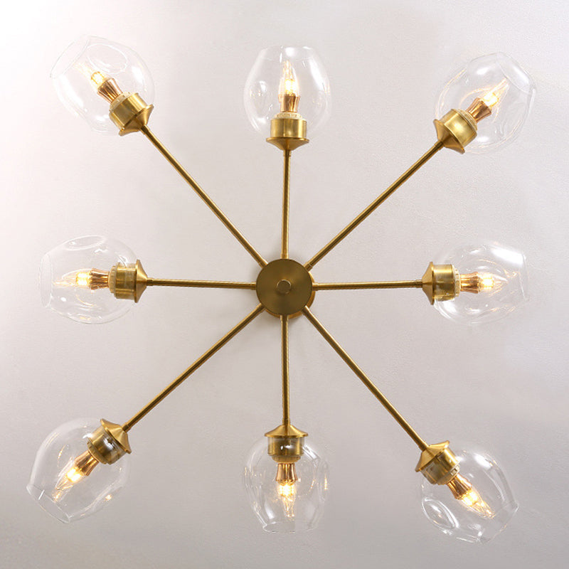 Luz de colgante de oro de vidrio en la lámpara de lámpara de cobre de estilo de lujo moderno para espacios interiores