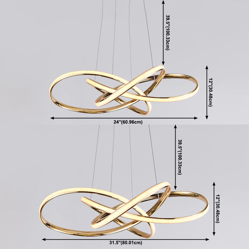 Acrylgold -LED -Anhänger Licht im modernen präzisen Stil Eisen linearer Kronleuchter für Innenräume