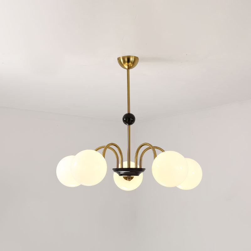 Modern Luxury Globe Hanging Lamp Electroplate Iron Pendant Light with White Glass Shade