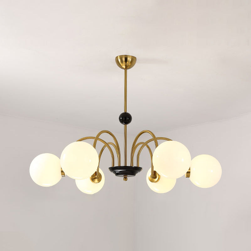 Modern Luxury Globe Hanging Lamp Electroplate Iron Pendant Light with White Glass Shade