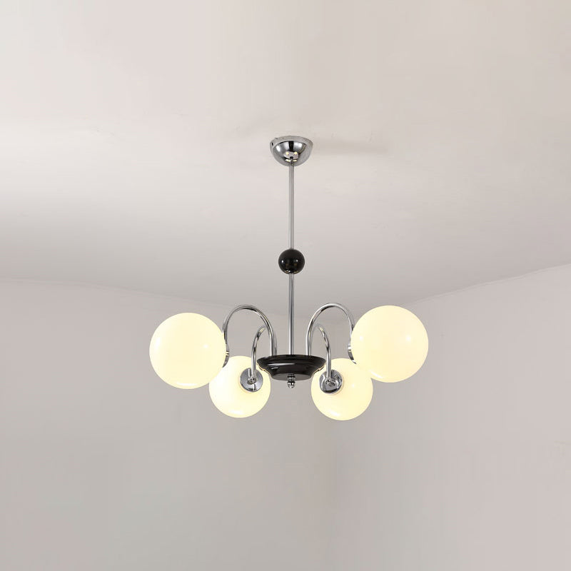 Modern Luxury Globe Hanging Lamp Electroplate Iron Pendant Light with White Glass Shade