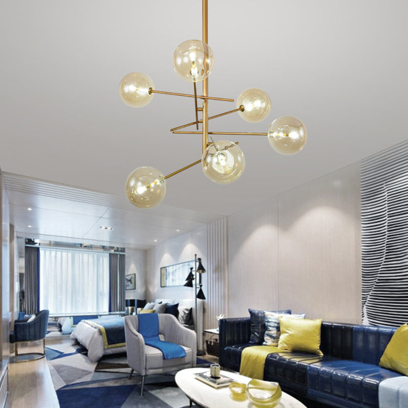 Sphere Chandelier Ceiling Pendant Light Modern Style Metal 6 Light Chandelier Lights