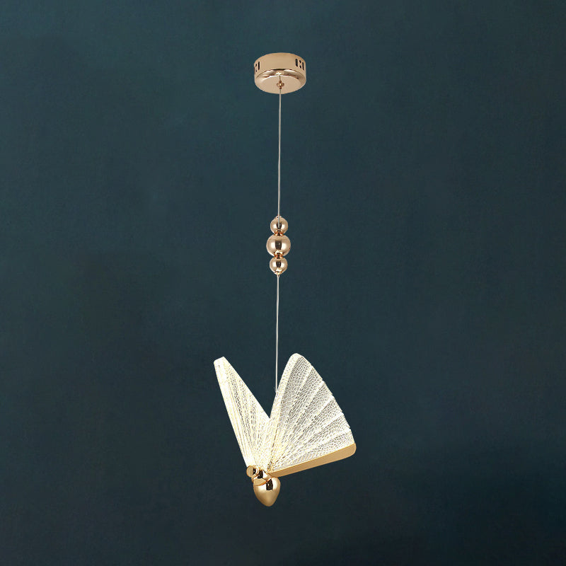 Lampada appesa a LED in oro acrilico nella luce moderna in lega di zinco farfalla a sospensione