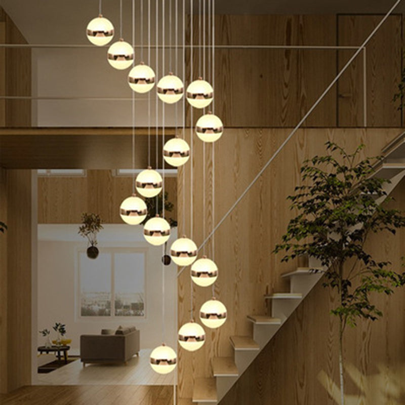 Acrylic Gold LED Pendant Light in Modern Style Aluminium Globe Hanging Lamp for Interior Place