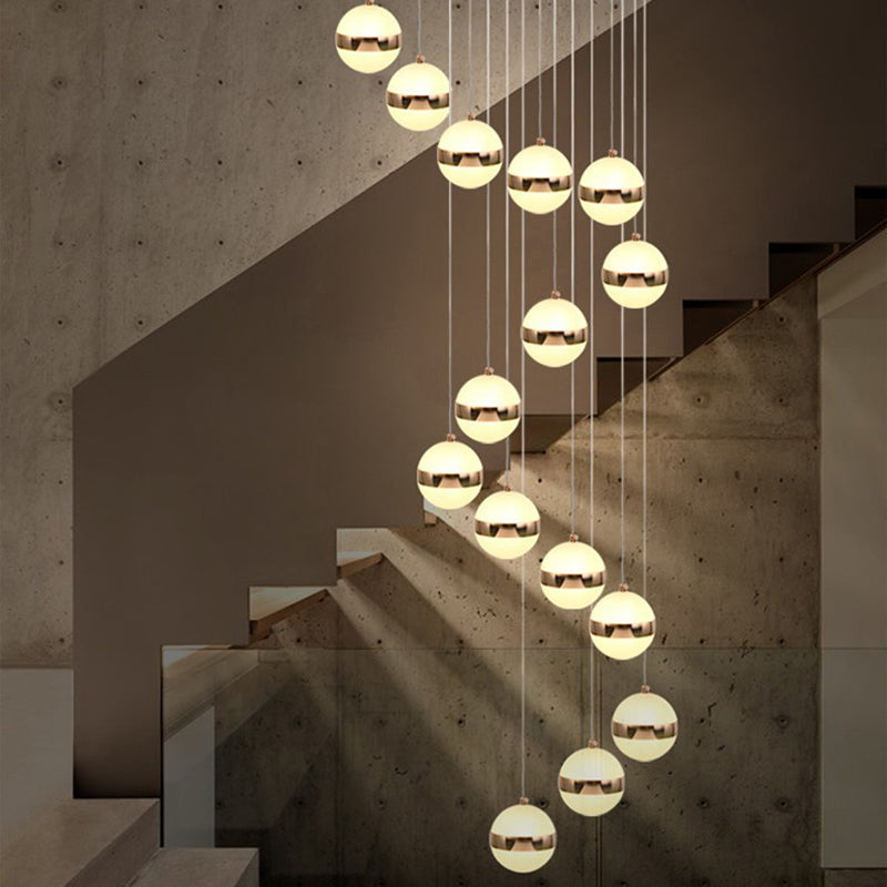 Acrylic Gold LED Pendant Light in Modern Style Aluminium Globe Hanging Lamp for Interior Place