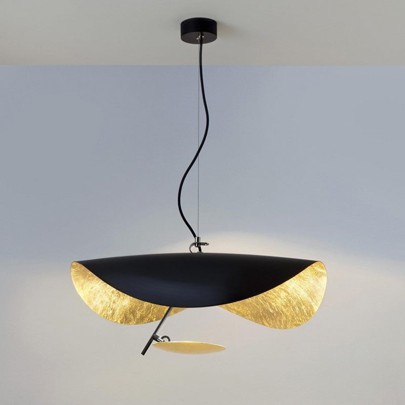 Black and Gold LED Hanging Lamp in Modern Creative Style Wrought Iron Pendant Light for Living Room