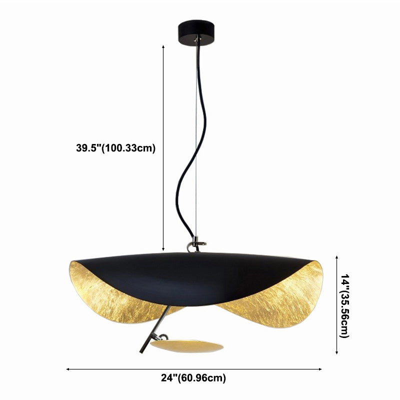 Black and Gold LED Hanging Lamp in Modern Creative Style Wrought Iron Pendant Light for Living Room