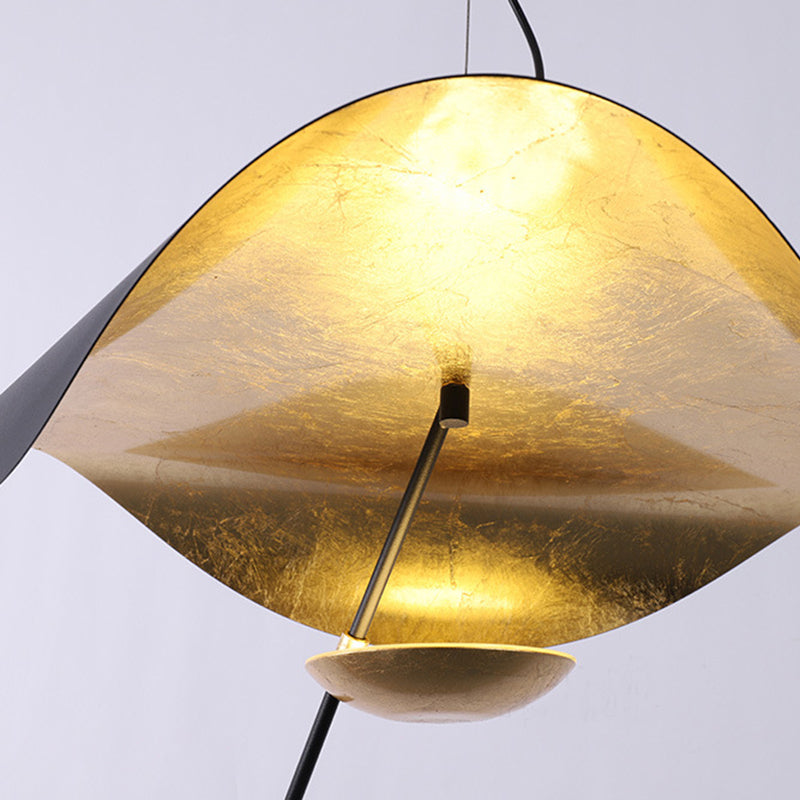Black and Gold LED Hanging Lamp in Modern Creative Style Wrought Iron Pendant Light for Living Room