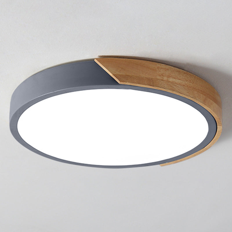 Plafonnier LED Style Macron avec cadre en métal et bois, plafonnier encastré pour salon