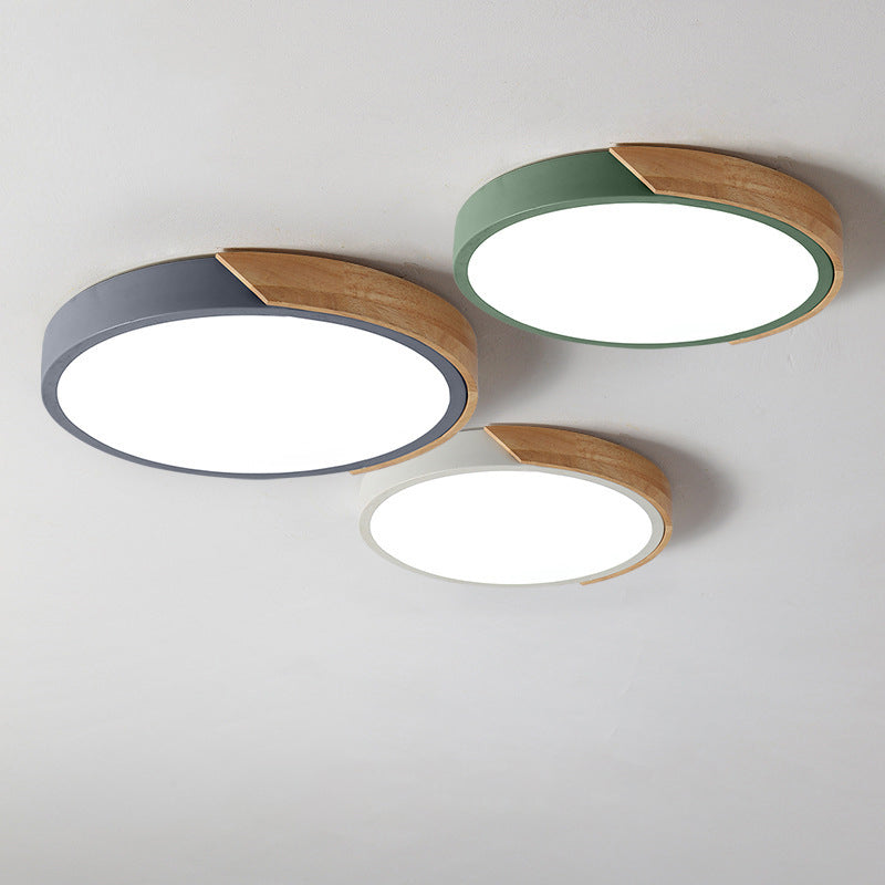 Plafonnier LED Style Macron avec cadre en métal et bois, plafonnier encastré pour salon