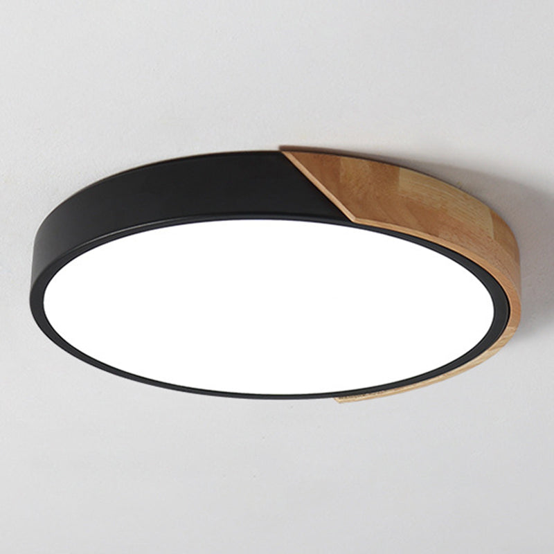 Plafonnier LED Style Macron avec cadre en métal et bois, plafonnier encastré pour salon