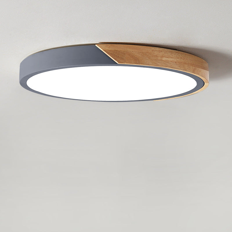 Plafonnier LED Style Macron avec cadre en métal et bois, plafonnier encastré pour salon