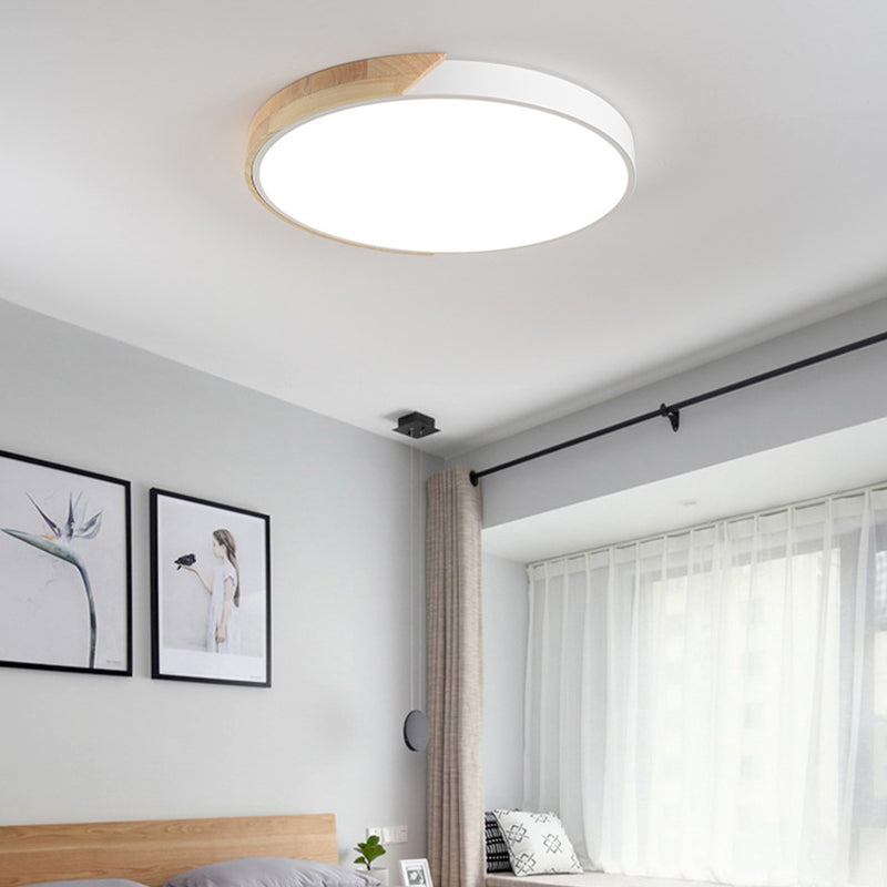 Plafonnier LED Style Macron avec cadre en métal et bois, plafonnier encastré pour salon