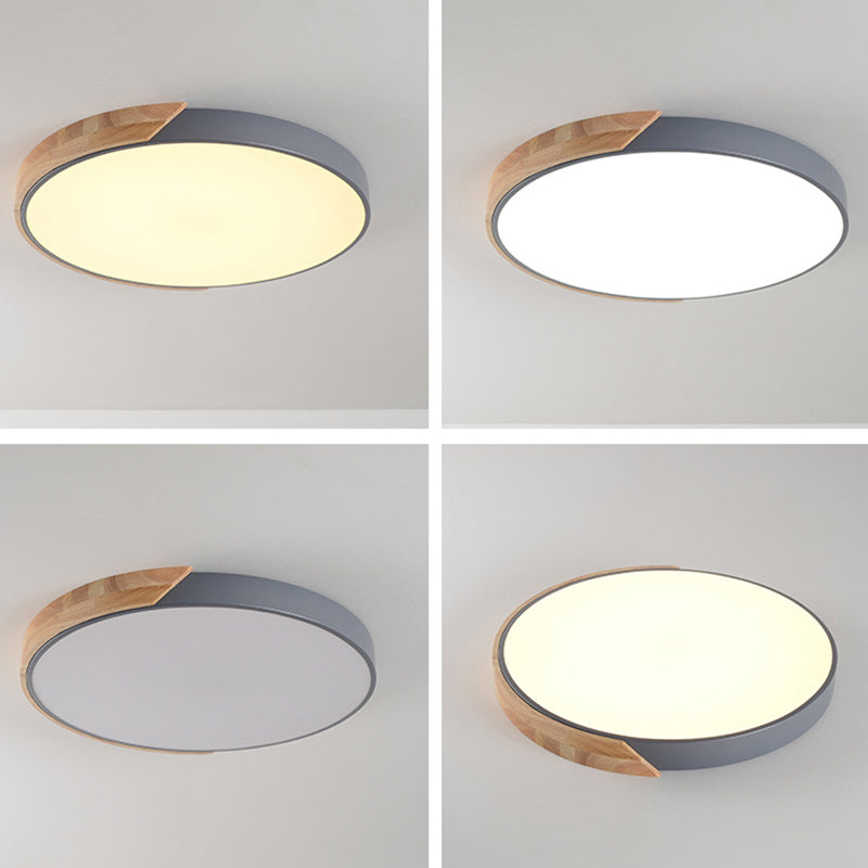 Plafonnier LED Style Macron avec cadre en métal et bois, plafonnier encastré pour salon