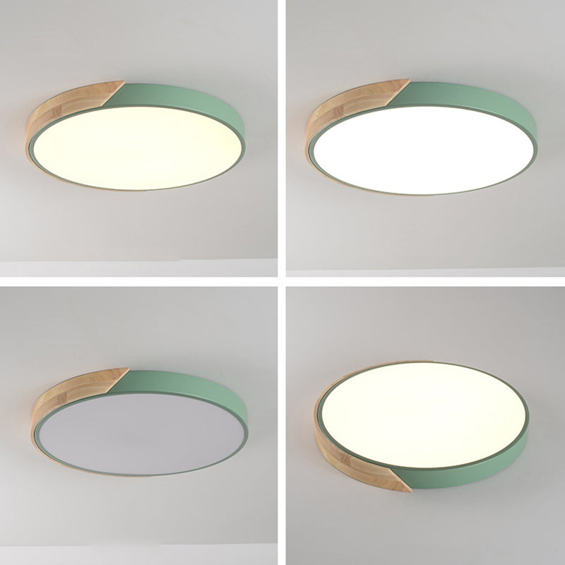 Plafonnier LED Style Macron avec cadre en métal et bois, plafonnier encastré pour salon