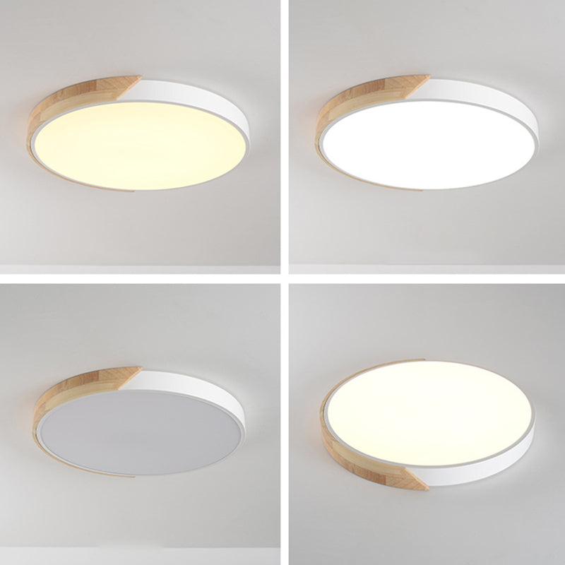 Plafonnier LED Style Macron avec cadre en métal et bois, plafonnier encastré pour salon