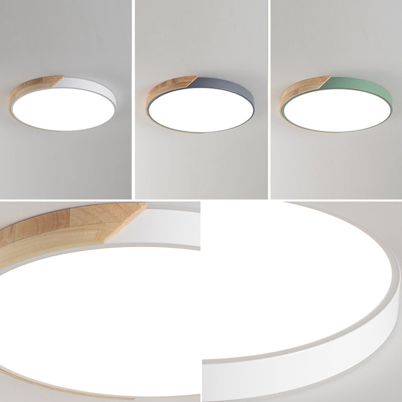 Plafonnier LED Style Macron avec cadre en métal et bois, plafonnier encastré pour salon