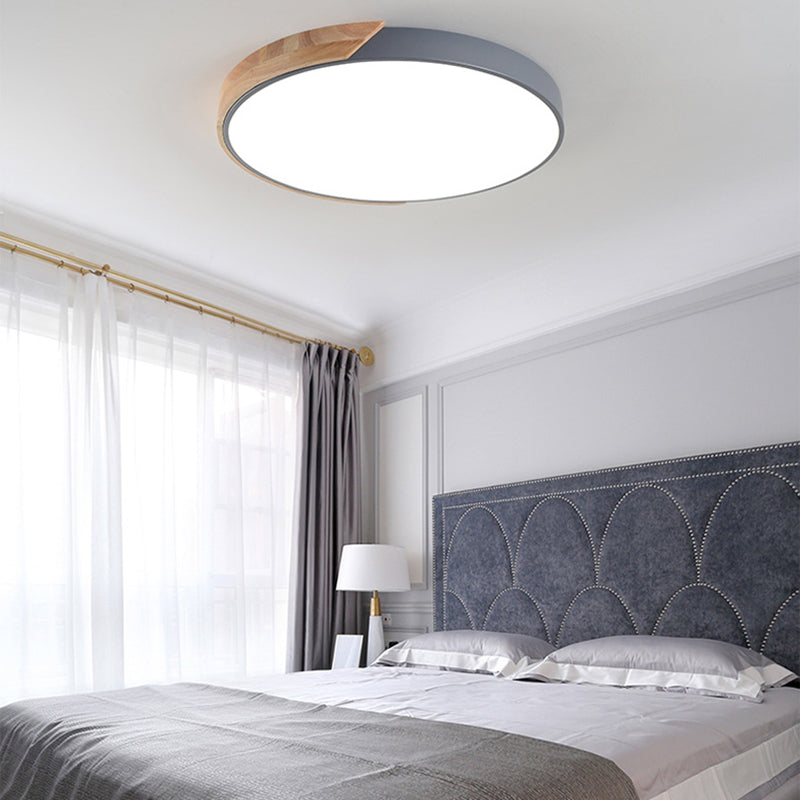 Plafonnier LED Style Macron avec cadre en métal et bois, plafonnier encastré pour salon