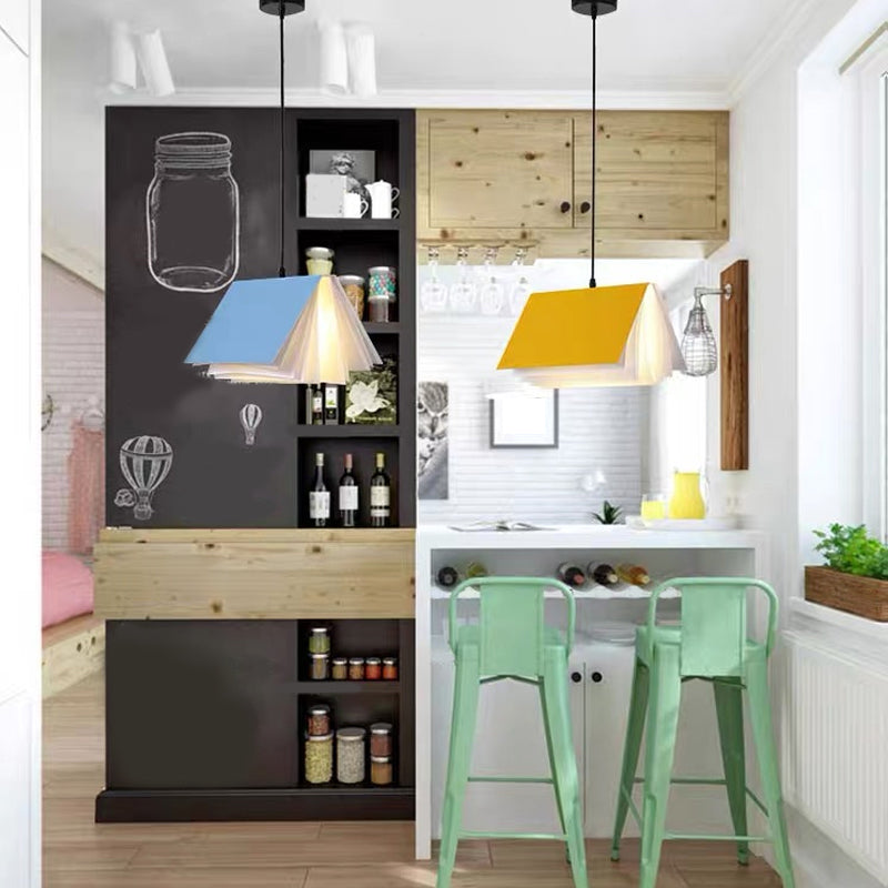 Macaron Pendant Light Modern Simple Style Book Shape Indoor Living Room Hanging Lamp