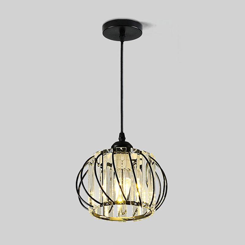 Modern Style Globe Pendant Light Fixture Crystal 1 Bulb Hallway Hanging Lamp