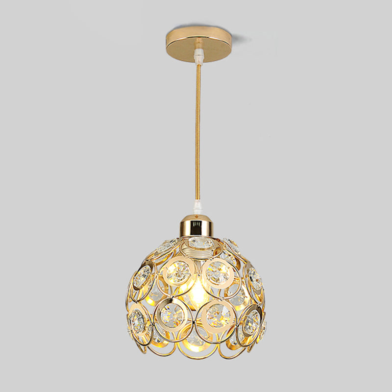 Modern Style Globe Pendant Light Fixture Crystal 1 Bulb Hallway Hanging Lamp