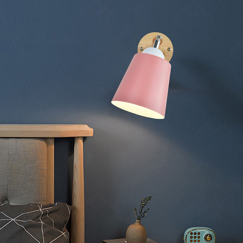 Lámpara de lectura de pared cónica de macarrón 1 cabezal del dormitorio de la cabeza luz de pared ajustable