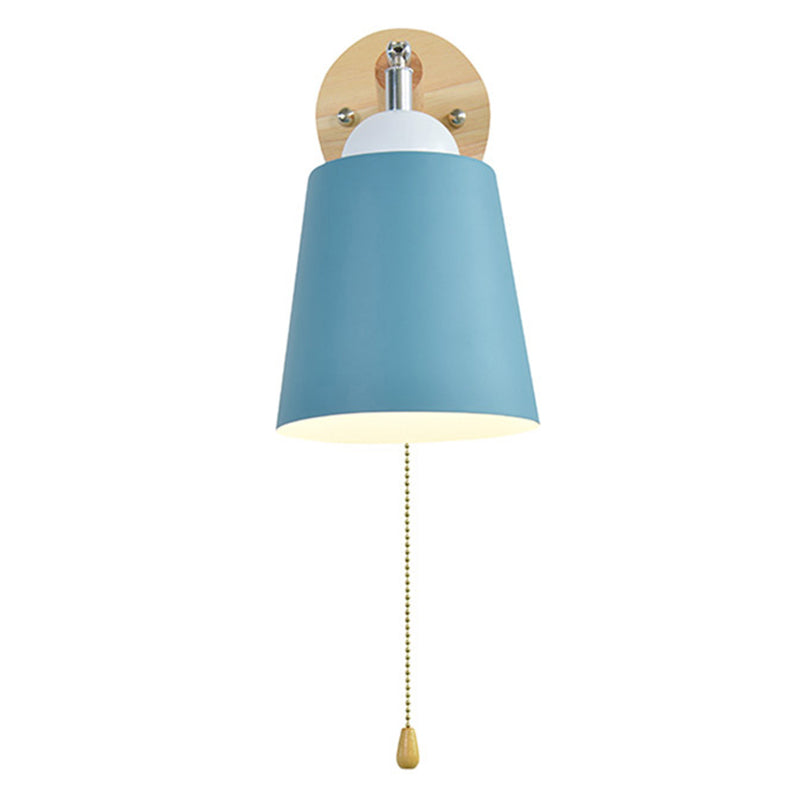 Lámpara de lectura de pared cónica de macarrón 1 cabezal del dormitorio de la cabeza luz de pared ajustable